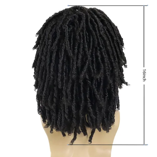 Miniatura 5 de GNIMEGIL - Pelucas cortas trenzadas para hombre Afro Bob, cabello negro trenzado en crochet, diadema con rastas, fibra sintética natural, capas