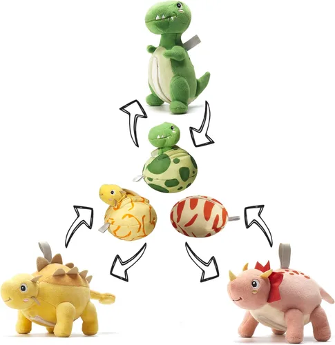 TUMAMA Juguetes de peluche, juego de peluches reversibles colgantes de dinosaurio y huevo para decoración de Pascua, gimnasio y asiento de