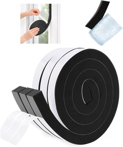 Miniatura 6 de 3 rollos de sello de ventana de aire acondicionado de alta densidad de 1 pulgada de ancho x 1 pulgada de alto, cinta de espuma gruesa de fuerte