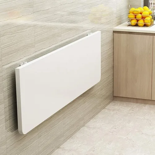 Miniatura 9 de Mesa flotante plegable para colgar en la pared, mesa resistente y estable para comedor, escritorio de madera pequeño, blanco, plata, 47 x 20