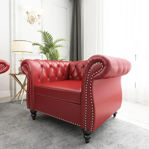 Miniatura 20 de QHITTY Sofá de Acento, Sofá Biplaza Chesterfield Moderno de Terciopelo, Sofá Tapizado con Respaldo Capitoné para Muebles de Sala de Estar (Gris)