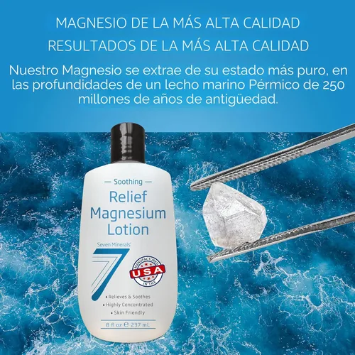Miniatura 5 de Seven Minerals Loción de magnesio para dormir, alivio calmante y relajación - Magnesio altamente concentrado para un mejor sueño, pies y cuidado