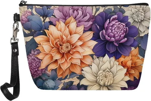 Miniatura 18 de Howilath Novedad Impreso Elegante Bolso Cosmético De Las Mujeres, Perros Animales Perezoso Diseño Floral Niña Trapezoide Cosméticos Bolsa De