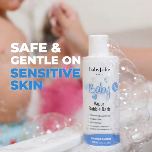 Miniatura 2 de Baby Jolie Vapor Bubble Bath - Aromaterapia de baño para bebés y niños para aliviar la nariz y la tos, fabricado con extracto de eucalipto y menta