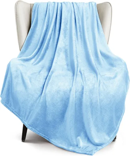 Exclusivo Mezcla Manta de vellón para sofá, cama, súper suave y cálida, para uso en todas las estaciones, acogedora, afelpada, ligera, azul hielo,