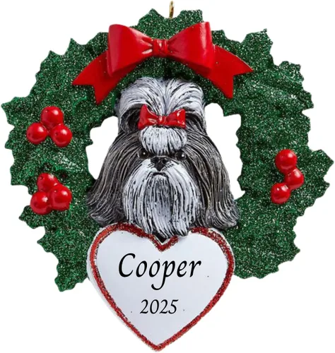 Miniatura 37 de Adornos personalizados para árbol de Navidad 2025 para mascotas, Chihuahua con corona, recuerdo para los amantes de los perros de los cachorros