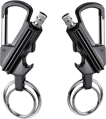YUSUD Paquete de 2 llaveros para abrebotellas para hombres, partido permanente con iniciador de fuego de pedernal de doble cara, fósforo impermeable