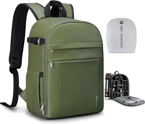 Miniatura 11 de K&F CONCEPT Mochila ligera para cámara, bolsa de fotografía profesional compatible con cámaras Canon/Nikon/Sony y accesorios para lentes, funda