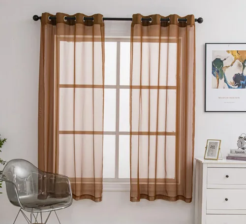 Miniatura 25 de PI - Cortinas traslúcidas con paneles pequeños, cortina transparente para ventana de cocina, mirador, 2 paneles
