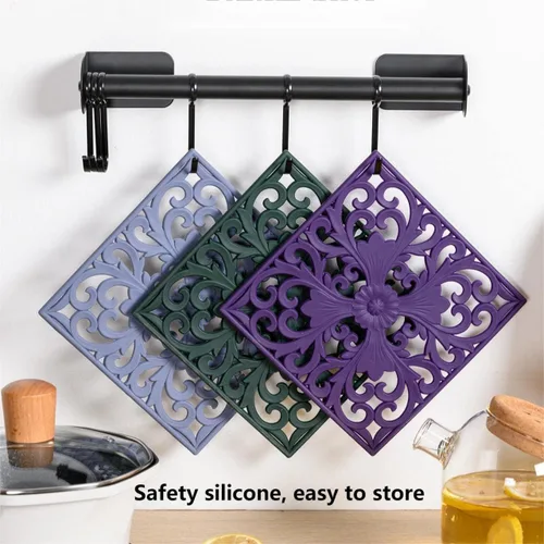 Miniatura 6 de Salvamanteles para ollas y sartenes calientes, almohadillas calientes de silicona para cocina, soporte de olla de silicona flexible para mesa