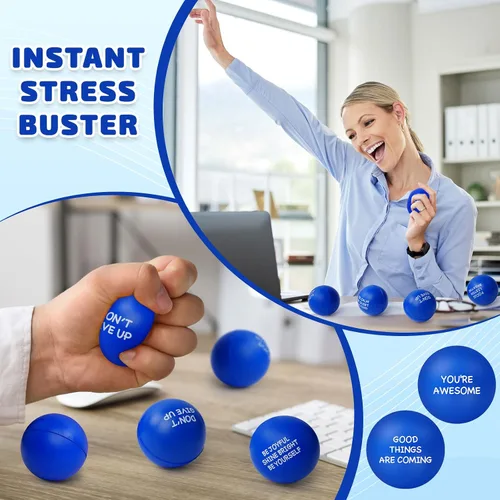 Miniatura 4 de SHQDD 12 bolas antiestrés, bolas antiestrés para adultos, juguetes de esponja suave para apretar con citas inspiradoras, regalos para aliviar