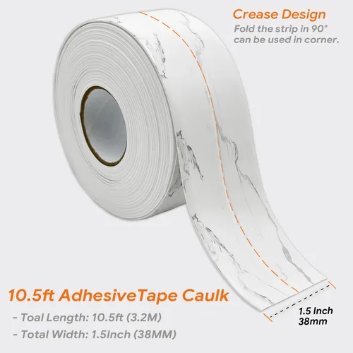 Miniatura 2 de UIOCSSC Tira de cinta de calafateo, 1.5 pulgadas x 10.5 pies, tira selladora autoadhesiva para baño y cocina, cinta de sellado impermeable de PVC