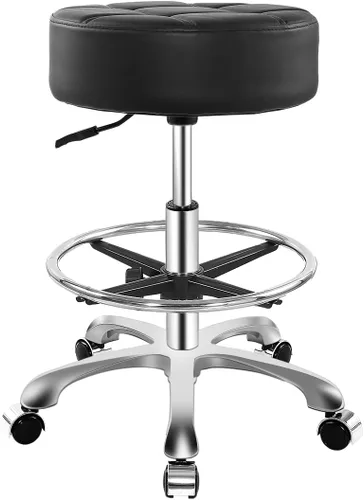 Miniatura 11 de Taburete ajustable con ruedas para el trabajo, médico, tatuaje, sala de belleza, silla hidráulica resistente con ruedas (negro)