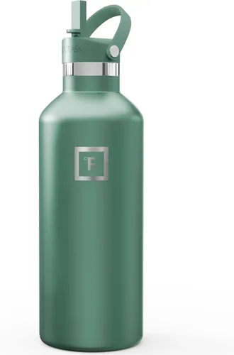 Miniatura 53 de IRON °FLASK Botellas de agua de campamento/senderismo, 3 tapas (estrecha con popote), sin fugas, aisladas al vacío, acero inoxidable de doble pared