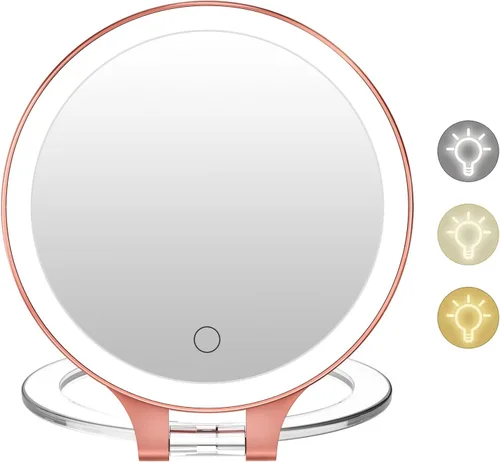 Miniatura 13 de FASCINATE Espejo de Aumento 10X 1X de Doble Cara con Magnificación Espejo de Tocador para Maquillaje Espejo Iluminado Recargable con 3