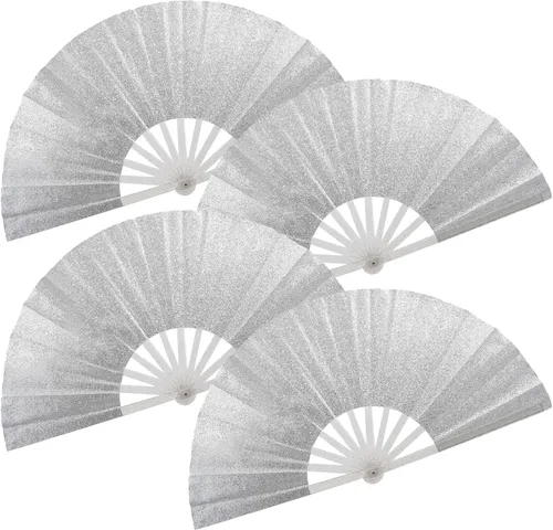 Miniatura 18 de 2 ventiladores plegables grandes de mano para hombres y mujeres, abanicos decorativos plegables, accesorios rave, utilizados para bailes, fiestas