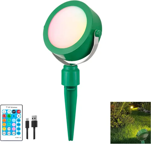 Luz de paisaje inalámbrica recargable, iluminación de jardín que cambia de color, foco impermeable al aire libre con control remoto, utilizado para