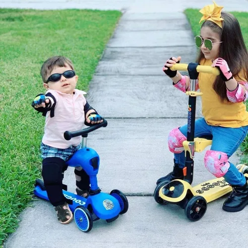 Miniatura 7 de Rodilleras y coderas para niños de estilo suave con guantes de bicicleta, equipo flexible resistente a los impactos para edades de 2 a 11 años