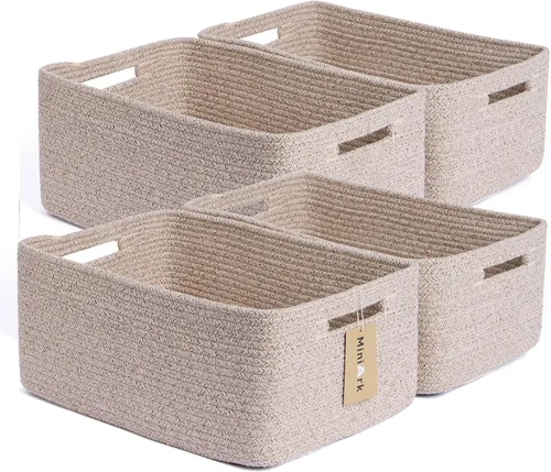 Miniatura 22 de MiniArk Cestas grandes de almacenamiento para estantes, organizadores de armario, para ropa, manta, toallas, guardería, caja de juguetes, cestas