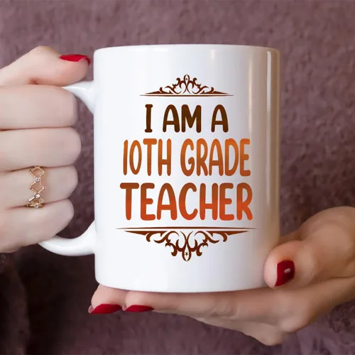 Miniatura 3 de Taza de café de cerámica blanca de 10º grado para profesores de 10.º grado, regalos para profesores de 10º grado, mujeres de oficina, hombres