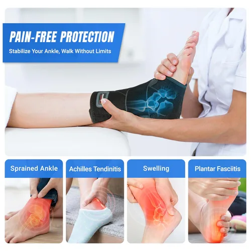 Miniatura 3 de NeoTium - Tobillera para mujeres y hombres con paquete caliente y frío, envoltura de compresión ajustable para esguince de tobillo, tendinitis