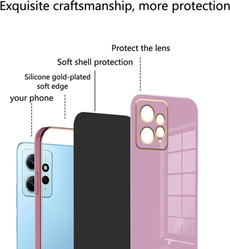 Miniatura 7 de Compatible con Redmi Note 12 4G Funda de silicona rosa, chapado para Xiaomi Redmi Note 12 4G Funda de teléfono a prueba de golpes delgada y suave