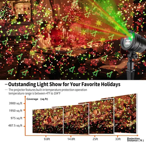 Miniatura 3 de Proyector de luces láser de Navidad para exteriores: impermeable al aire libre decoraciones de Navidad luz láser, luces de Navidad de proyección