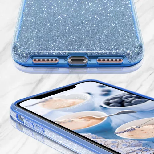 Miniatura 3 de MATEPROX - Carcasa para iPhone 11 y 2019, de 6.1" diseño de brillantes para niñas y mujeres, Azul