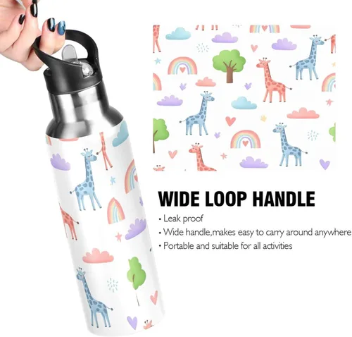 Miniatura 4 de BPA-Free Sports Water Bottle 20 Oz, Insulated Water Bottle for Gym Outdoor Travel School, Cute Giraffes