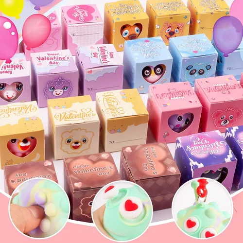 Miniatura 3 de Regalos para el día de San Valentín para niños, paquete de 24 cajas de San Valentín precargadas con bolas de animales 3D, recuerdos de fiesta de San