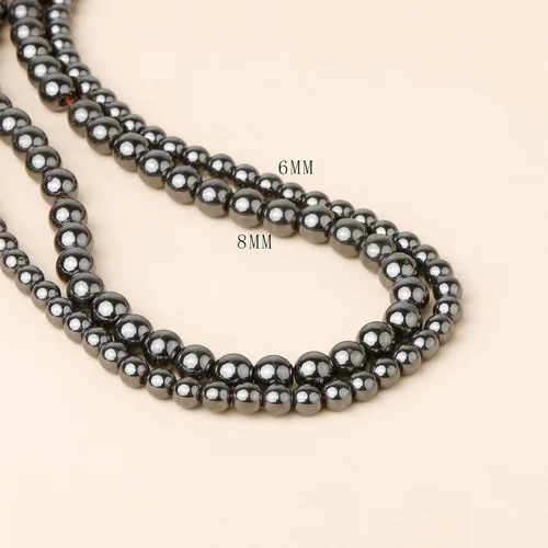 Miniatura 5 de Cuentas redondas sueltas de hematita negra natural de 0.236 pulgadas, poder curativo para hacer joyas, pulseras y collares