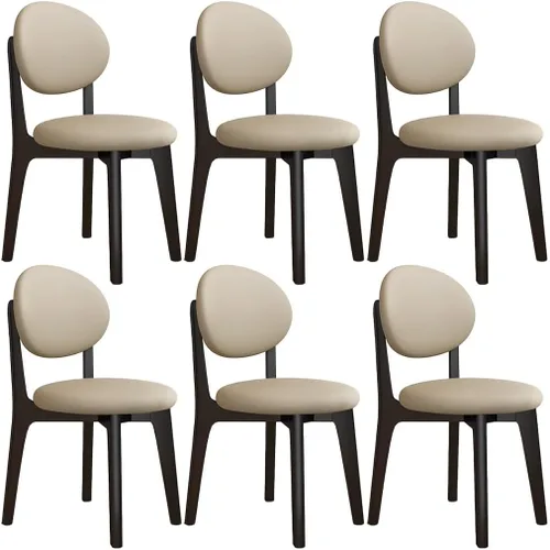 Miniatura 54 de YVYKFZD Juego de sillas de comedor, sillas de cocina de madera maciza, silla de comedor de granja con respaldo curvo, silla tapizada de cuero