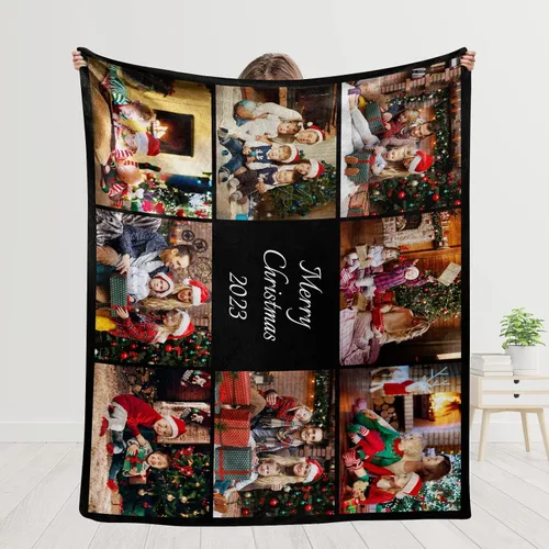 Miniatura 12 de YESCUSTOM Manta personalizable para la familia, mantas personalizadas con fotos, texto, 8 fotos, collages de fotos, regalo para el día de recuerdos