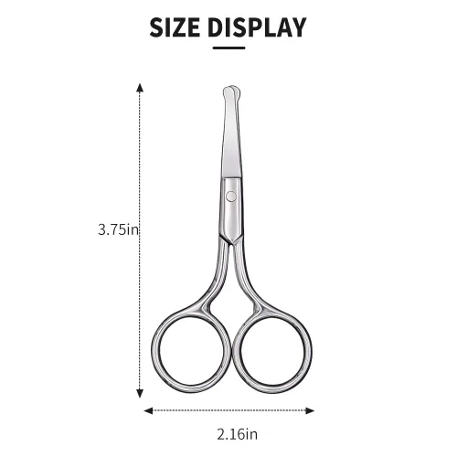 Miniatura 7 de AsonTao Tijeras pequeñas con diseño de punta redonda – Aseo profesional para el cabello, pestañas, nariz, corte de cejas, bigote – no dañará