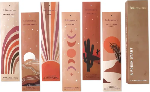 Folkulture - Varillas de incienso (120 varillas), juego de 6 inciensos de primera calidad para regalos de graduación, meditación, aromaterapia, sin