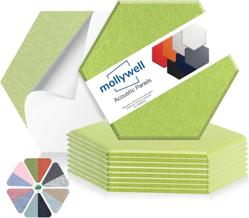 Miniatura 38 de Mollywell Paneles acústicos hexagonales, de alta densidad, insonorizantes, azulejos de fieltro decorativos para reducción de ruido para techos