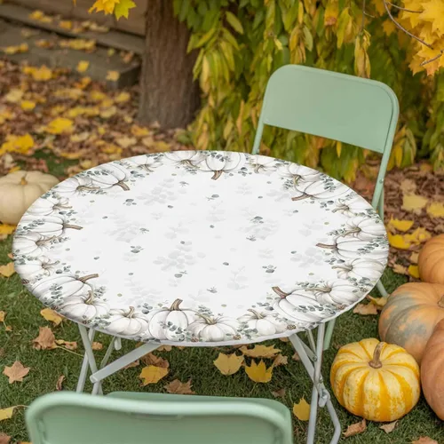 Miniatura 34 de Mantel redondo ajustado con diseño floral de mandala aguamarina, estilo étnico bohemio con borde elástico, impermeable, mantel circular de flores