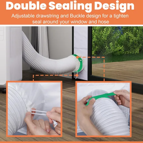 Miniatura 5 de GCGOODS Kit de ventilación de puerta de CA con protector de hojas de malla para aire acondicionado portátil, kit de sellado de ventana