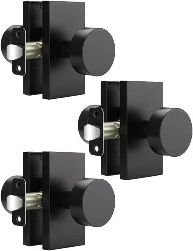 Miniatura 22 de EHOMEWARE Paquete de 2 pomos para puerta de paso para interiores, pomos de puerta negros para armario/pasillo, manija de puerta redonda sin