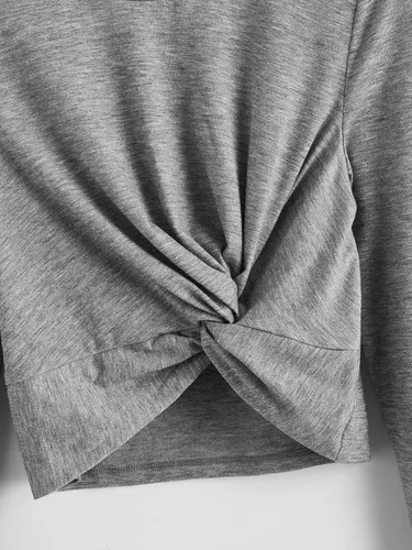 Miniatura 3 de SweatyRocks - Camisa recortada de manga larga para mujer, blusa de estilo casual