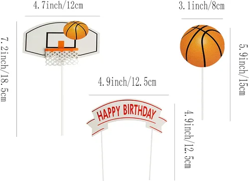 Miniatura 2 de Juego de 7 letras de baloncesto DIY feliz cumpleaños para niño pastel decoración de fiesta de pasteles deportes suministros de fiesta
