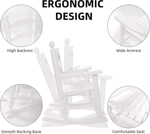 Miniatura 5 de Mecedora de madera para niños, cómoda mecedora reclinable para niños de 3 a 6 años, silla de descanso para bebés y niños, sala