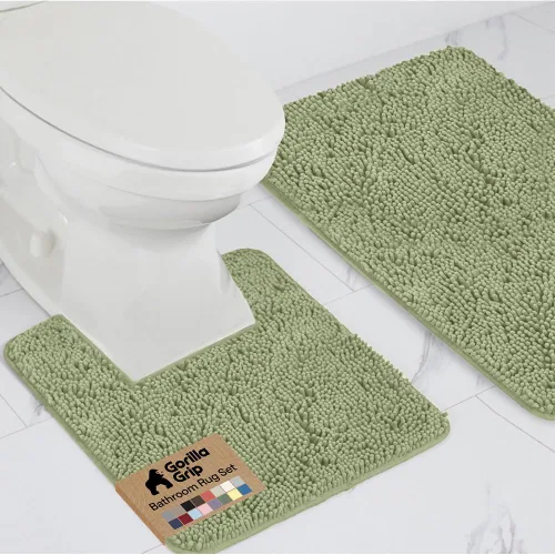 Miniatura 38 de GORILLA GRIP - Juegos de alfombras de baño, juego de 2 alfombras de chenilla suave, alfombra base para inodoro y alfombra de 30 x 20, alfombras Negro