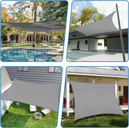 Miniatura 2 de TANG - Toldo para sol rectangular de 14' x 14', de tela, con bloqueo UV, para exteriores, toldo para patio, tela para sombra cuadrada para porche
