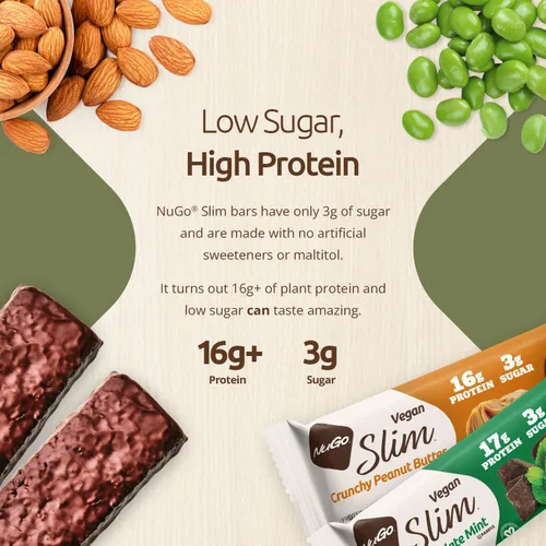 Miniatura 5 de Nugo Mantequilla de maní crujiente de chocolate oscuro, 0.66 onzas de proteína vegana, 0.11 onzas de azúcar, 0.11 onzas de fibra, baja