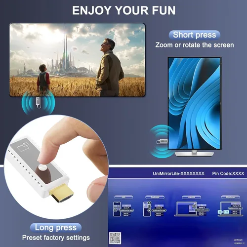 Miniatura 8 de Adaptador de pantalla HDMI inalámbrico 1080P, adaptador de espejo de pantalla HDMI inalámbrico 2.4G y 5G de smartphone, portátil a