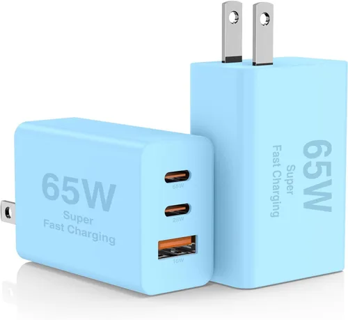 Miniatura 13 de Paquete de 2 bloques de cargador de pared USB C de 65 W, adaptador de carga USB C de 3 puertos de 100 W tipo C de carga súper rápida para MacBook