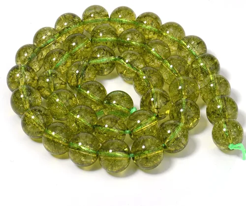 Miniatura 6 de 35 piezas de cuentas sueltas de jade peridoto de 10 mm para hacer joyas, cuentas naturales semipreciosas redondas y suaves para espaciadores