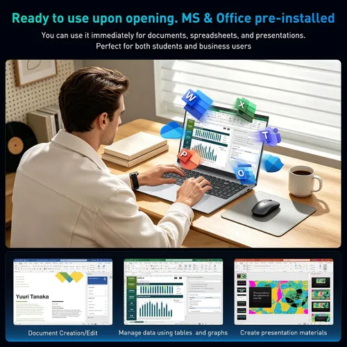 Miniatura 7 de portátil de 15.6" FHD, 12 GB RAM 256 GB SSD, Intel Celeron N4000, computadora portátil Win 11 Essential para estudiantes, clases en línea, hogar