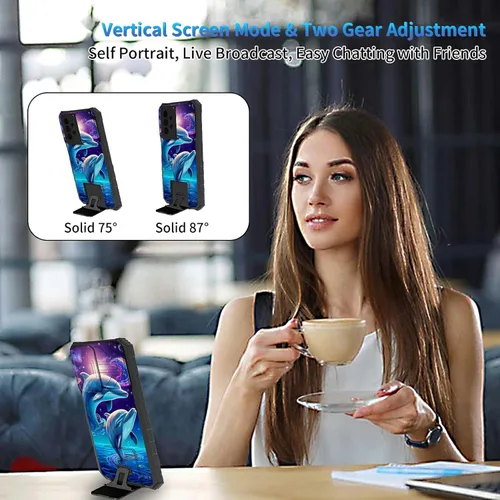 Miniatura 368 de Funda para Samsung Galaxy S22 Ultra 5G, Galaxy S22 Ultra con cubierta de cámara deslizante, funda resistente de doble capa con función atril Black